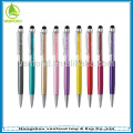Venda quente caneta metal personalizada com cristal e caneta stylus